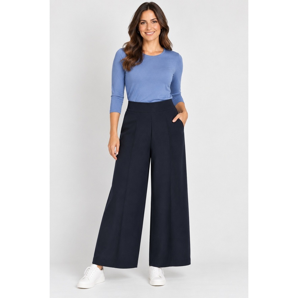 Old Navy Stevie High Rise Wide Leg Pants Navy Blue XS Textured Ponte Knit New